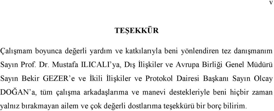 İlişkiler ve Protokol Dairesi Başkanı Sayın Olcay DOĞAN a, tüm çalışma arkadaşlarıma ve manevi