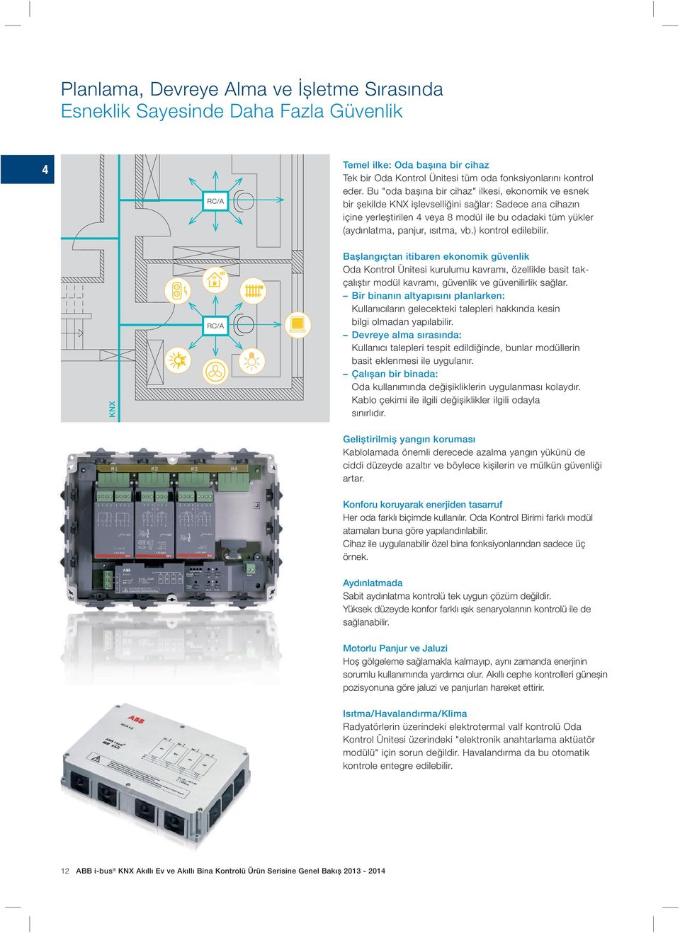 vb.) kontrol edilebilir. KNX RC/A Başlangıçtan itibaren ekonomik güvenlik Oda Kontrol Ünitesi kurulumu kavramı, özellikle basit takçalıştır modül kavramı, güvenlik ve güvenilirlik sağlar.