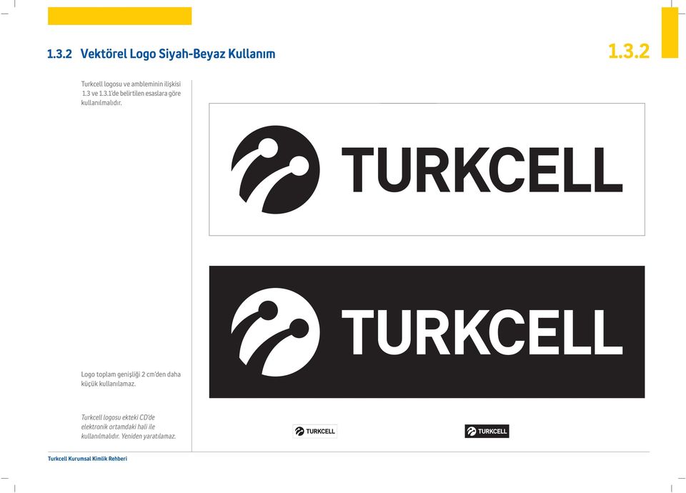 Logo toplam geniflli i 2 cm den daha küçük kullan lamaz.