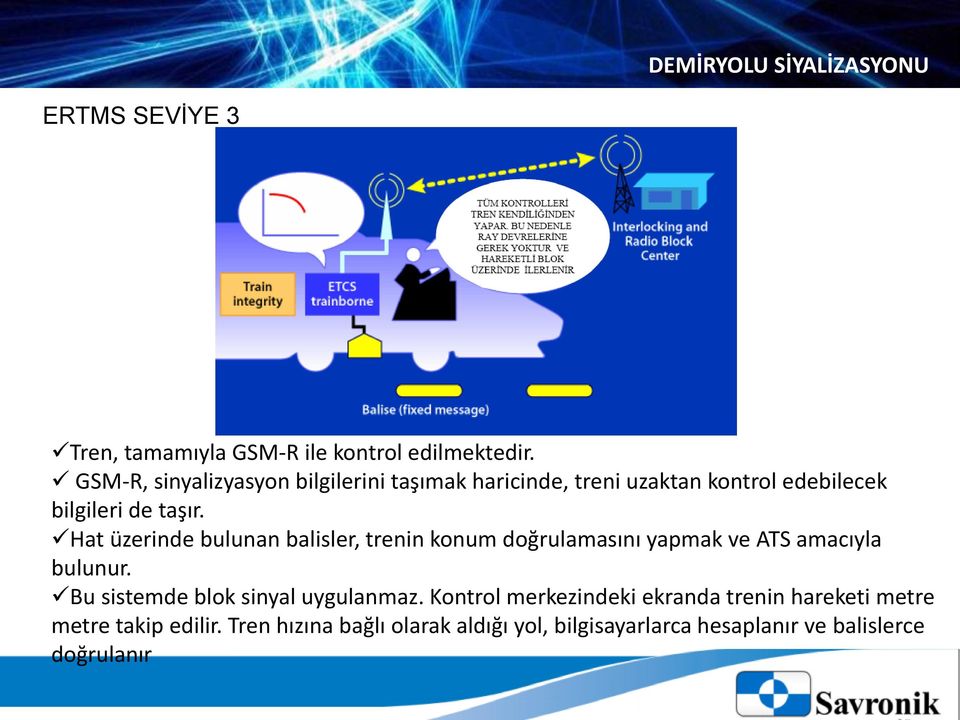 Hat üzerinde bulunan balisler, trenin konum doğrulamasını yapmak ve ATS amacıyla bulunur.