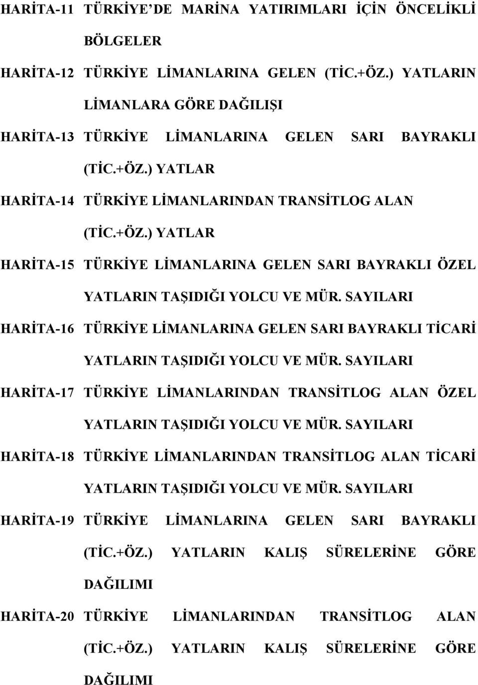 SAYILARI HARİTA-16 TÜRKİYE LİMANLARINA GELEN SARI BAYRAKLI TİCARİ YATLARIN TAŞIDIĞI YOLCU VE MÜR. SAYILARI HARİTA-17 TÜRKİYE LİMANLARINDAN TRANSİTLOG ALAN ÖZEL YATLARIN TAŞIDIĞI YOLCU VE MÜR.