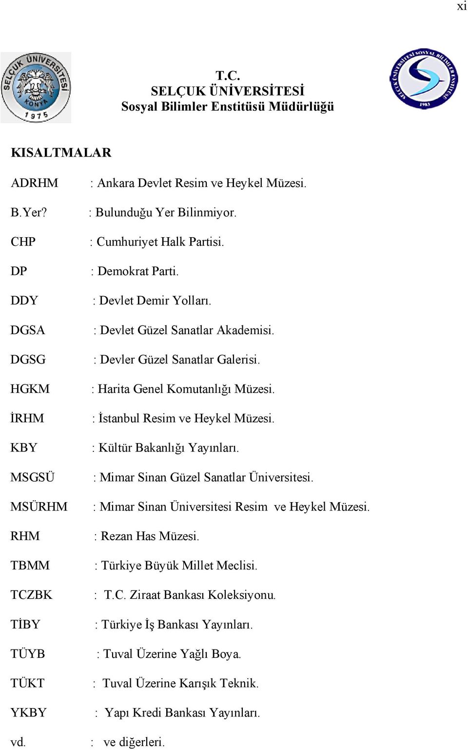 : Devler Güzel Sanatlar Galerisi. : Harita Genel Komutanlığı Müzesi. : İstanbul Resim ve Heykel Müzesi. : Kültür Bakanlığı Yayınları. : Mimar Sinan Güzel Sanatlar Üniversitesi.