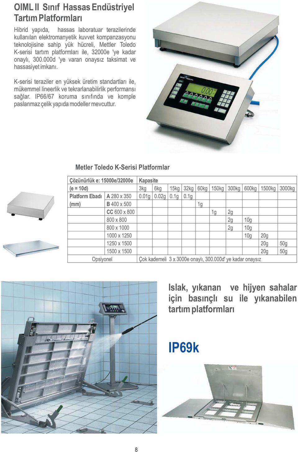 K-serisi teraziler en yüksek üretim standartlarý ile, mükemmel lineerlik ve tekrarlanabilirlik performansý saðlar. IP66/67 koruma sýnýfýnda ve komple paslanmaz çelik yapýda modeller mevcuttur.