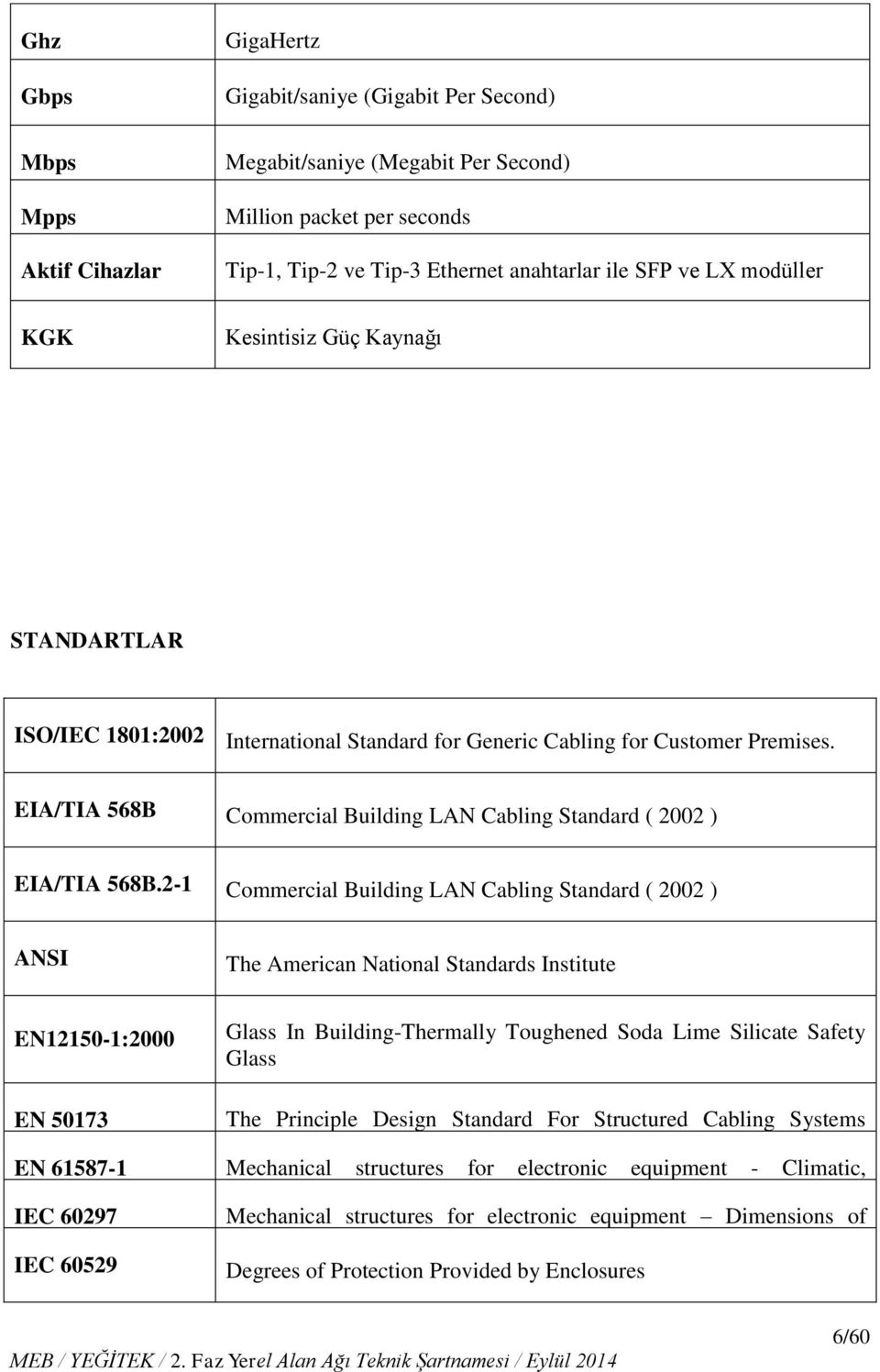 EIA/TIA 568B Commercial Building LAN Cabling Standard ( 2002 ) EIA/TIA 568B.