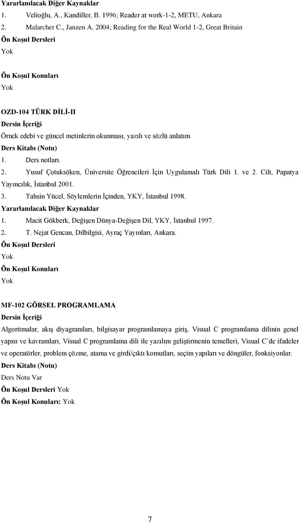 Yusuf Çotuksöken, Üniversite Öğrencileri İçin Uygulamalı Türk Dili 1. ve 2. Cilt, Papatya Yayıncılık, İstanbul 2001. 3. Tahsin Yücel, Söylemlerin İçinden, YKY, İstanbul 1998. 1. Macit Gökberk, Değişen Dünya-Değişen Dil, YKY, İstanbul 1997.