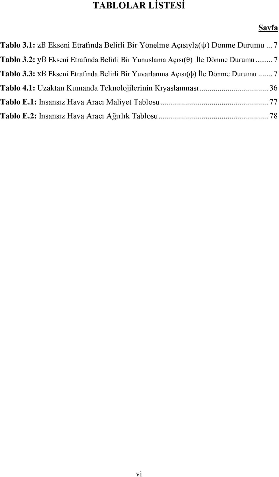 3: Ekseni Etrafında Belirli Bir Yuvarlanma Açısı( ) İle Dönme Durumu... 7 Tablo 4.