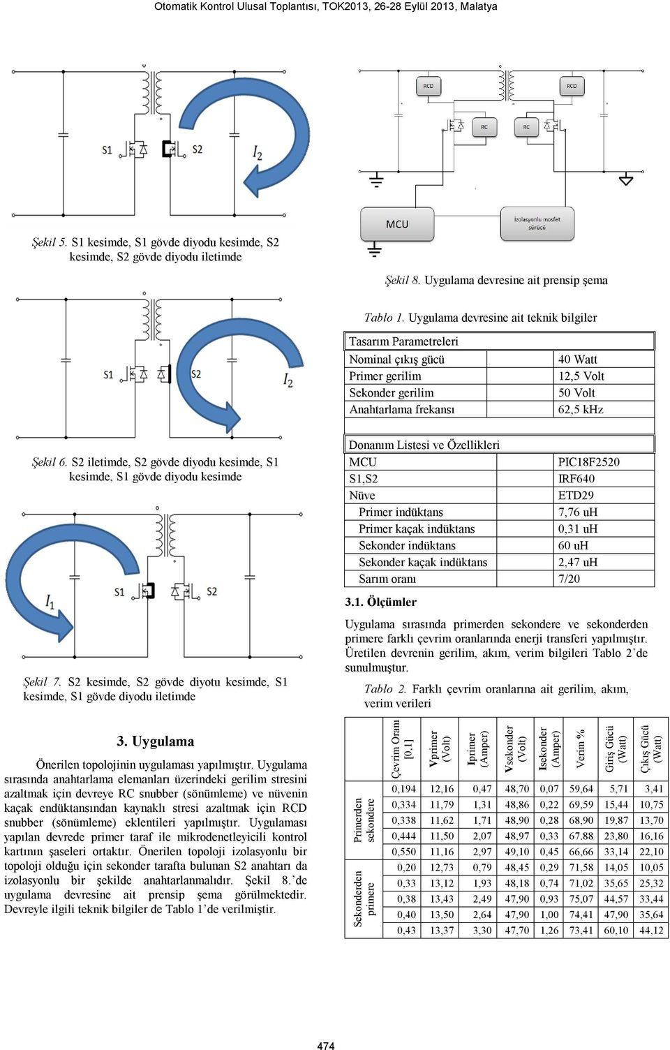 S iletimde, S gövde diyodu kesimde, S1 kesimde, S1 gövde diyodu kesimde Şekil 7.