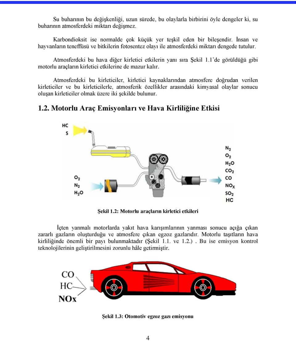 1 de görüldüğü gibi motorlu araçların kirletici etkilerine de mazur kalır.