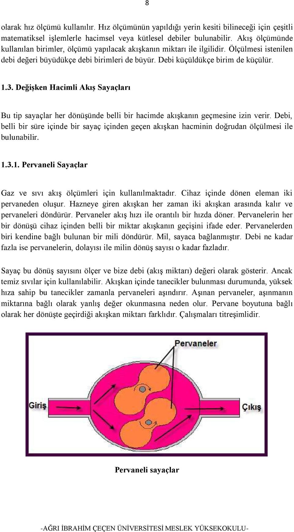 Değişken Hacimli Akış Sayaçları Bu tip sayaçlar her dönüşünde belli bir hacimde akışkanın geçmesine izin verir.