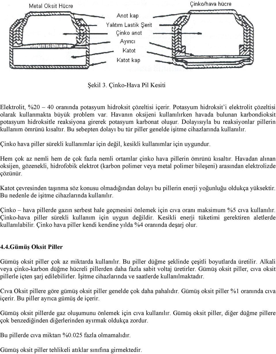 Bu sebepten dolayı bu tür piller genelde işitme cihazlarında kullanılır. Çinko hava piller sürekli kullanımlar için değil, kesikli kullanımlar için uygundur.