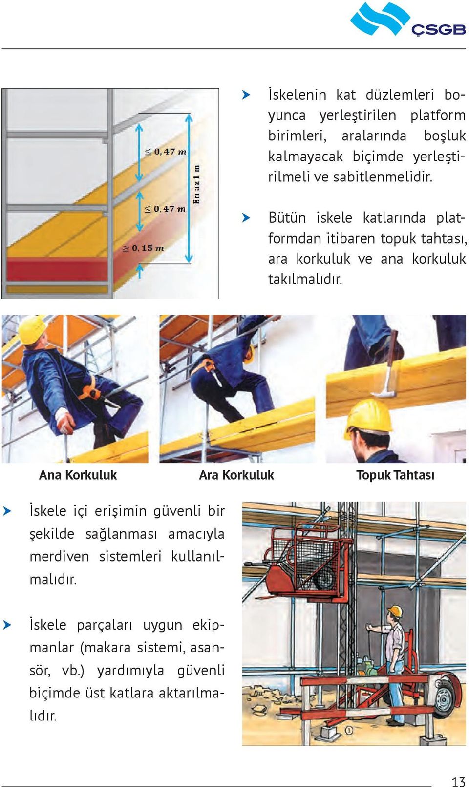 Ana Korkuluk Ara Korkuluk Topuk Tahtası İskele içi erişimin güvenli bir şekilde sağlanması amacıyla merdiven sistemleri