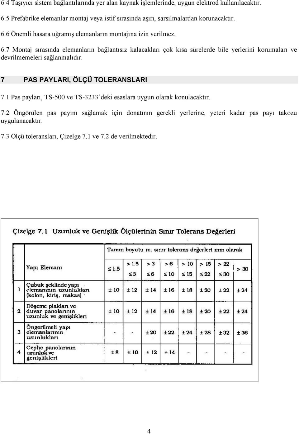 6 Önemli hasara uğramış elemanların montajına izin verilmez. 6.