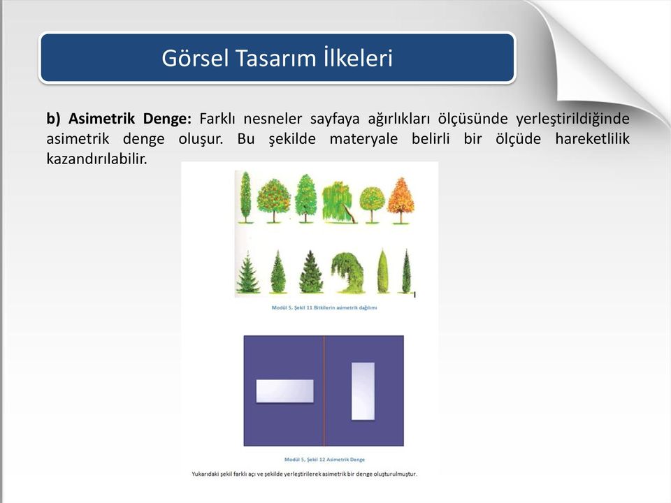 yerleştirildiğinde asimetrik denge oluşur.