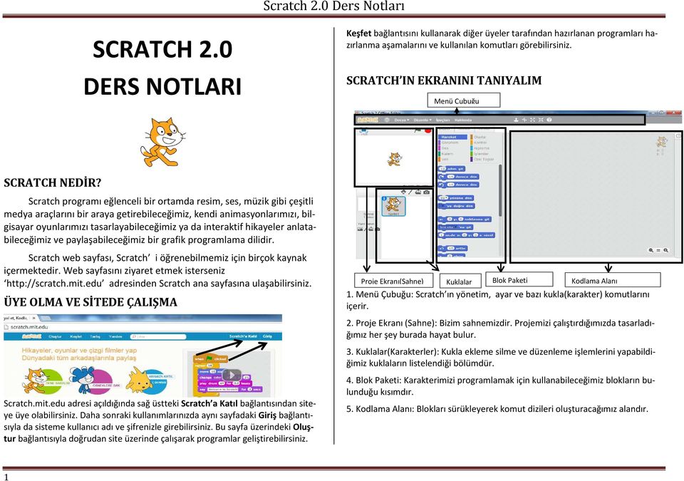 Scratch programı eğlenceli bir ortamda resim, ses, müzik gibi çeşitli medya araçlarını bir araya getirebileceğimiz, kendi animasyonlarımızı, bilgisayar oyunlarımızı tasarlayabileceğimiz ya da