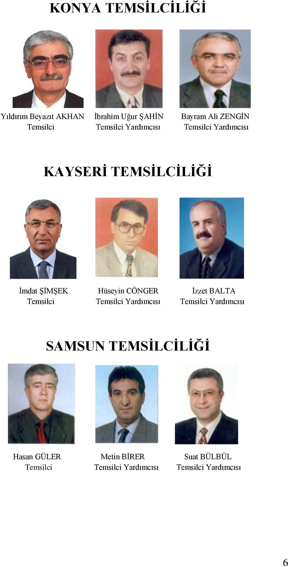 Hüseyin CÖNGER İzzet BALTA Temsilci Temsilci Yardımcısı Temsilci Yardımcısı SAMSUN