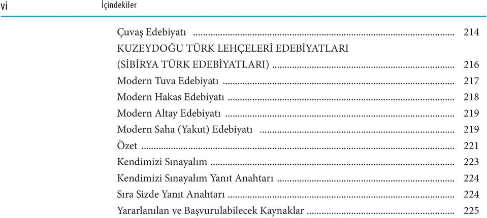 .. 217 Modern Hakas Edebiyatı... 218 Modern Altay Edebiyatı... 219 Modern Saha (Yakut) Edebiyatı.