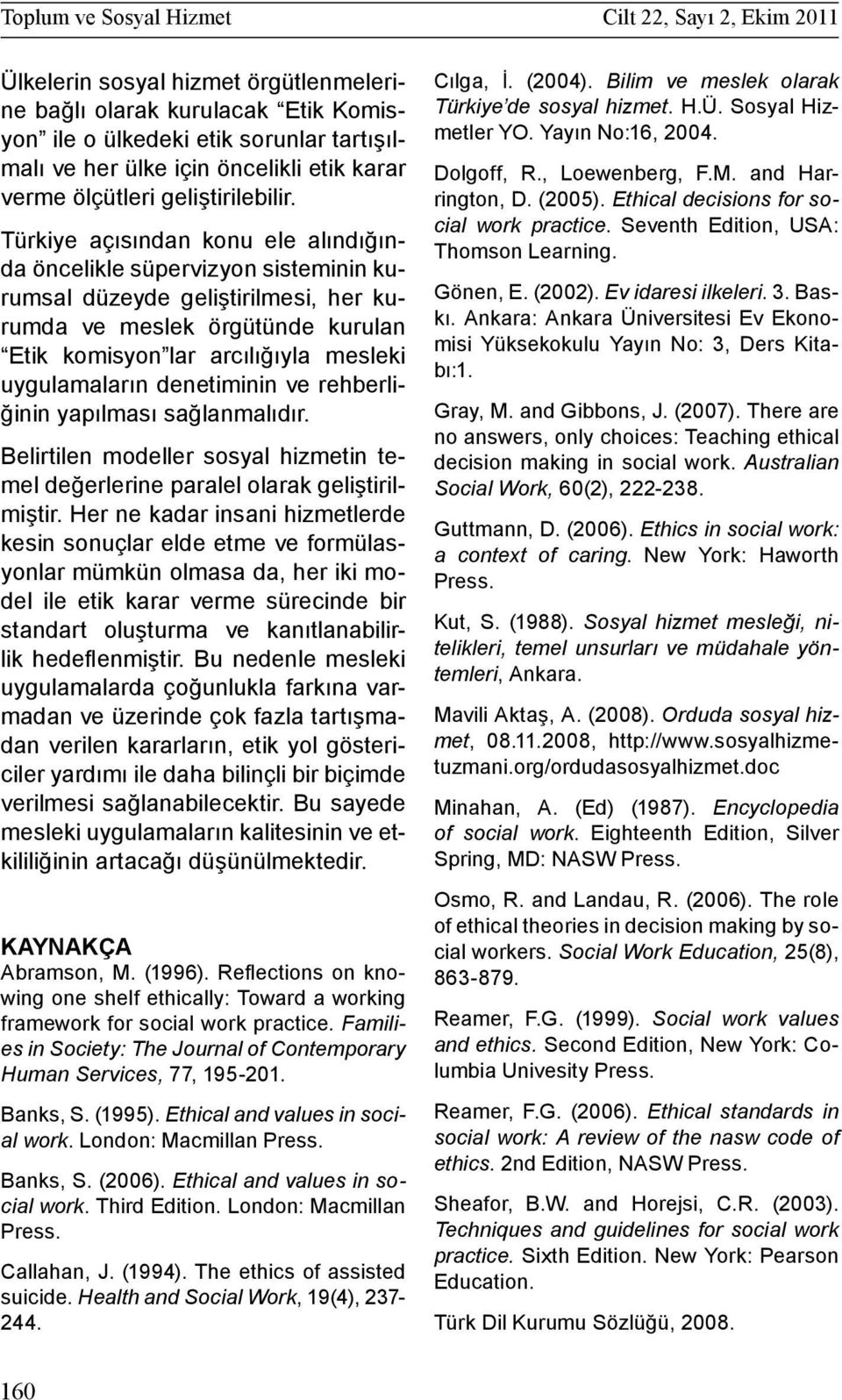 Türkiye açısından konu ele alındığında öncelikle süpervizyon sisteminin kurumsal düzeyde geliştirilmesi, her kurumda ve meslek örgütünde kurulan Etik komisyon lar arcılığıyla mesleki uygulamaların