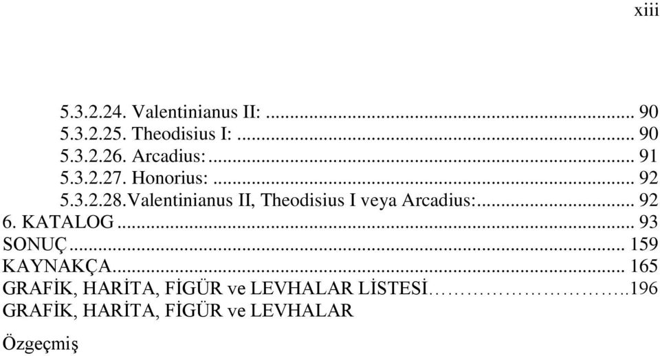 Valentinianus II, Theodisius I veya Arcadius:... 92 6. KATALOG... 93 SONUÇ.