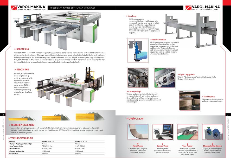 > SELCO SK4 Yeni SEKTOR 4 serisi 1989 yılından bugüne BIESSE markası panel kesme makinalarının üreticisi SELCO tarafından dizayn edilip üretilmektedir.