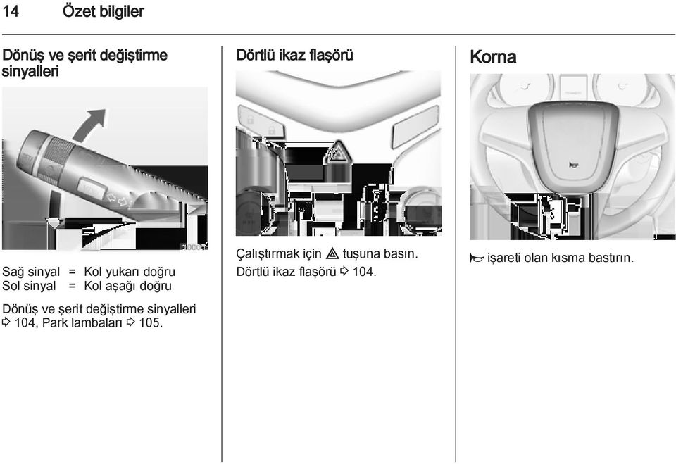 şerit değiştirme sinyalleri 3 104, Park lambaları 3 105.