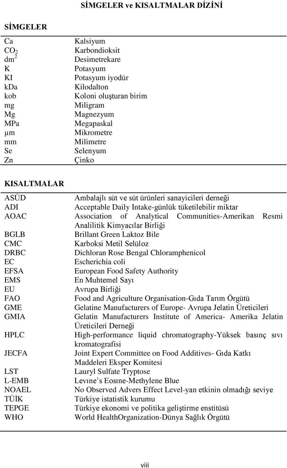 of Analytical Communities-Amerikan Resmi Analilitik Kimyacılar Birliği BGLB Brillant Green Laktoz Bile CMC Karboksi Metil Selüloz DRBC Dichloran Rose Bengal Chloramphenicol EC Escherichia coli EFSA