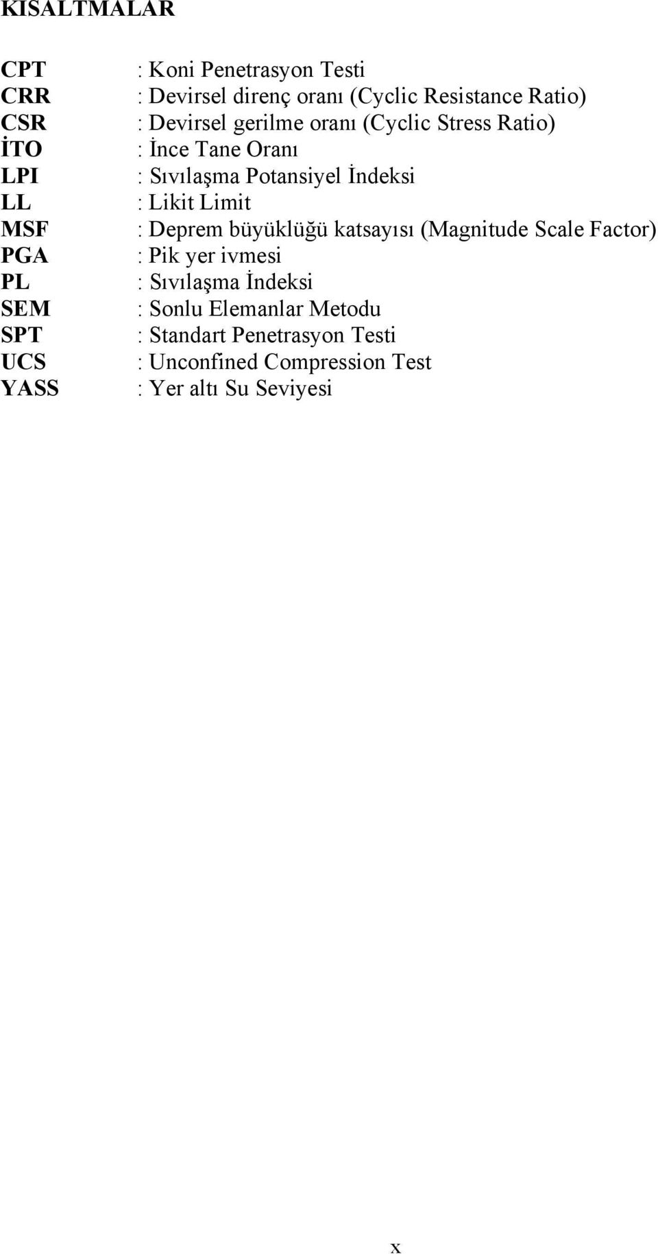 Potansiyel İndeksi : Likit Limit : Deprem büyüklüğü katsayısı (Magnitude Scale Factor) : Pik yer ivmesi :