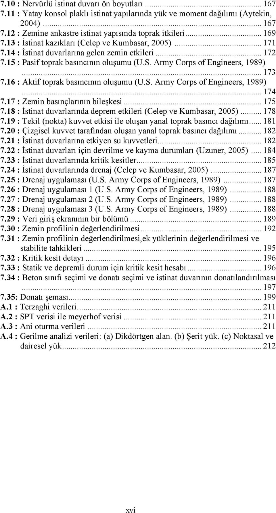 .. 173 7.16 : Aktif toprak basıncının oluşumu (U.S. Army Corps of Engineers, 1989)... 174 7.17 : Zemin basınçlarının bileşkesi... 175 7.