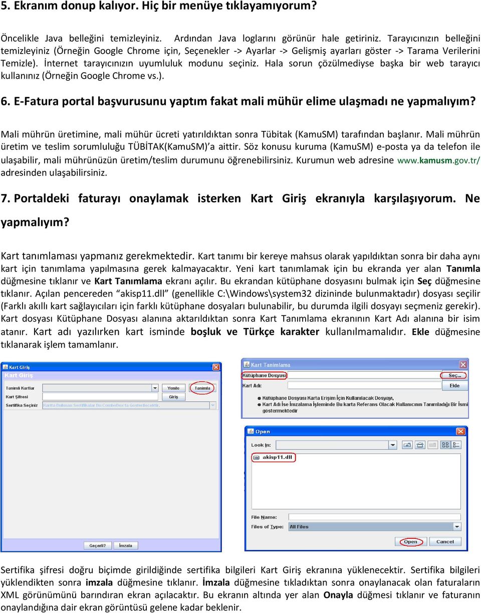 Hala sorun çözülmediyse başka bir web tarayıcı kullanınız (Örneğin Google Chrome vs.). 6. E-Fatura portal başvurusunu yaptım fakat mali mühür elime ulaşmadı ne yapmalıyım?