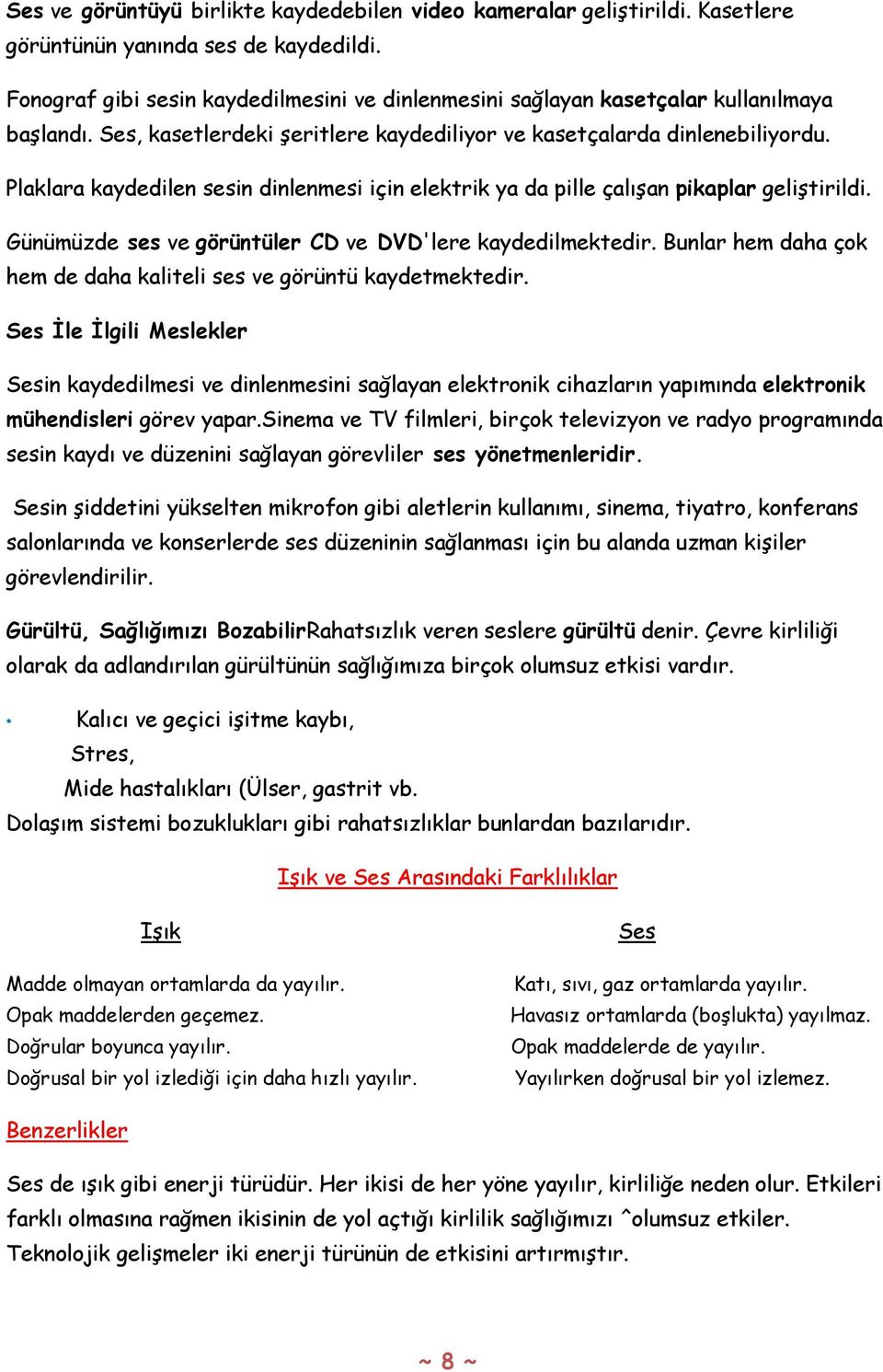 Plaklara kaydedilen sesin dinlenmesi için elektrik ya da pille çalışan pikaplar geliştirildi. Günümüzde ses ve görüntüler CD ve DVD'lere kaydedilmektedir.