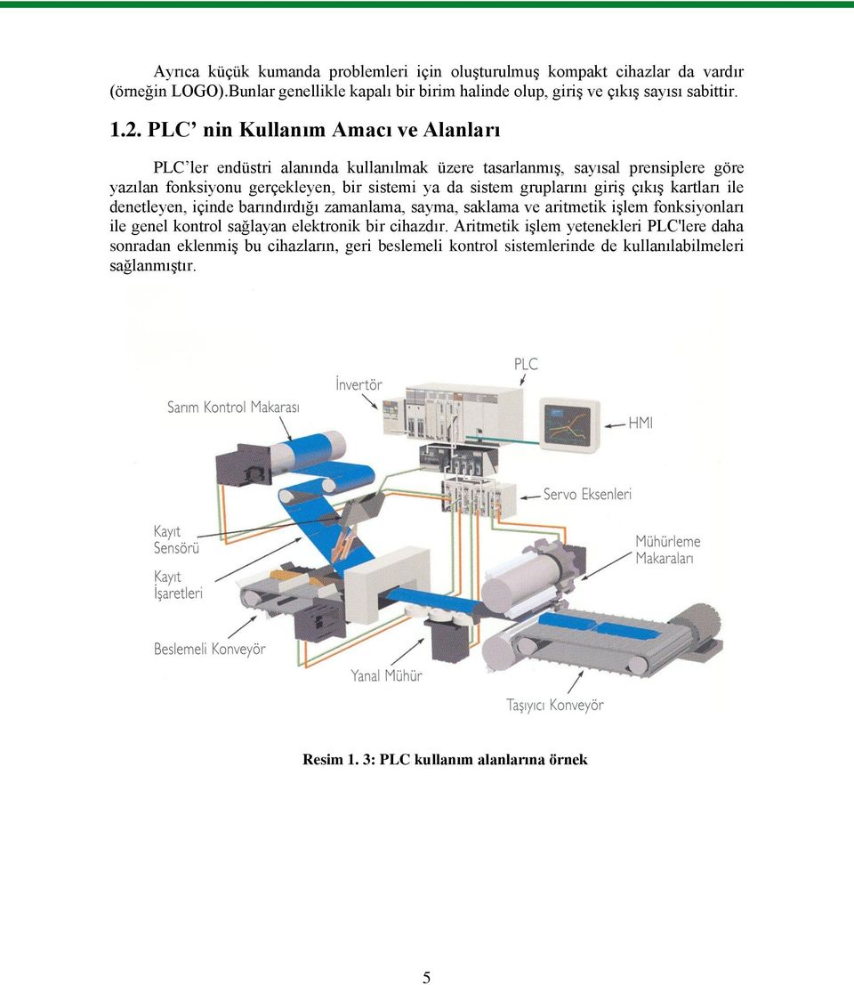 gruplarını giriģ çıkıģ kartları ile denetleyen, içinde barındırdığı zamanlama, sayma, saklama ve aritmetik iģlem fonksiyonları ile genel kontrol sağlayan elektronik bir cihazdır.