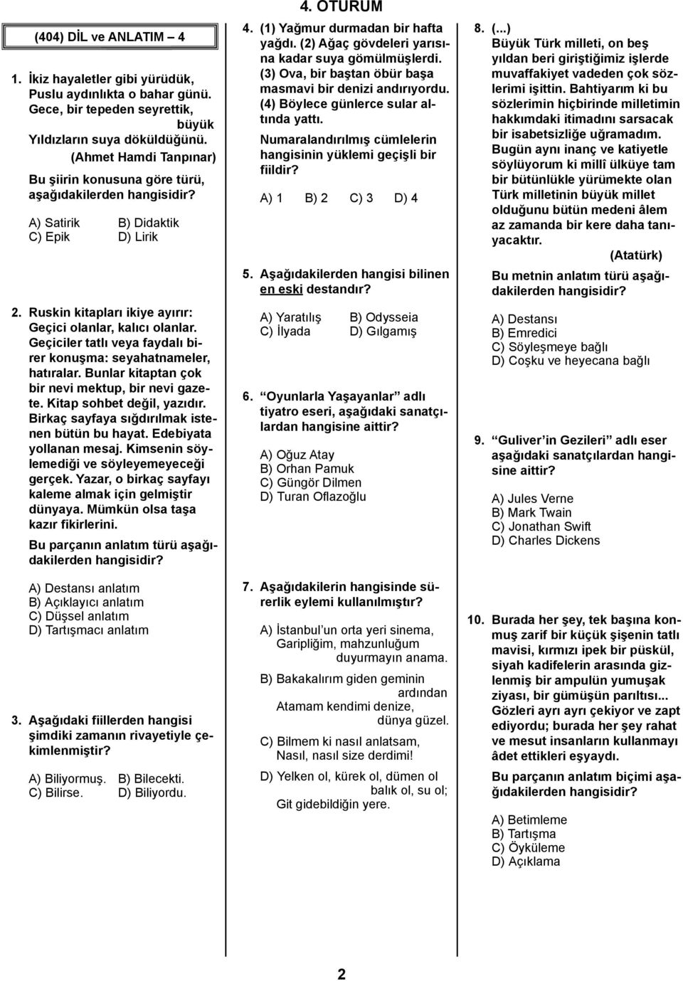 Geçiciler tatlı veya faydalı birer konuşma: seyahatnameler, hatıralar. Bunlar kitaptan çok bir nevi mektup, bir nevi gazete. Kitap sohbet değil, yazıdır.