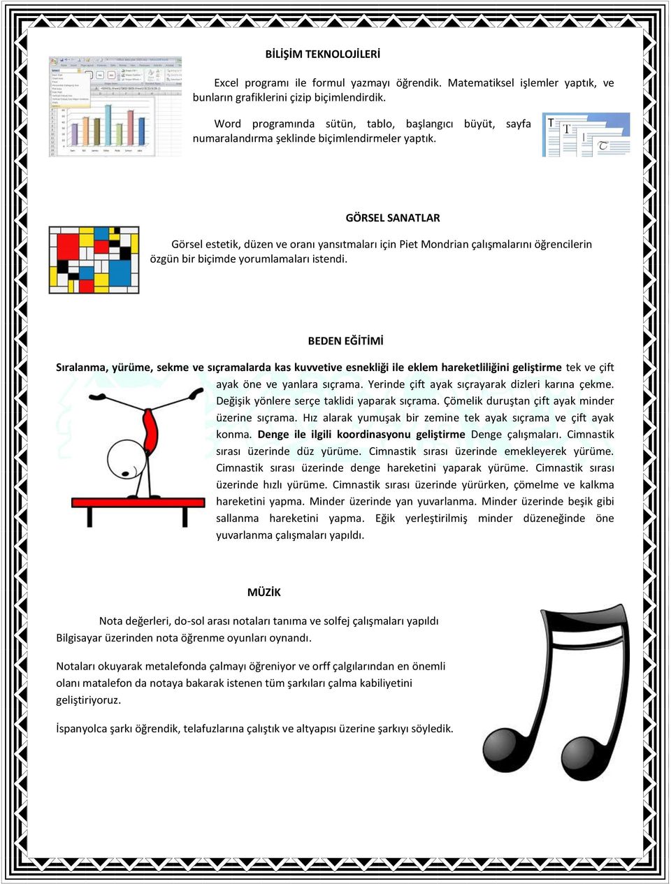 GÖRSEL SANATLAR Görsel estetik, düzen ve oranı yansıtmaları için Piet Mondrian çalışmalarını öğrencilerin özgün bir biçimde yorumlamaları istendi.