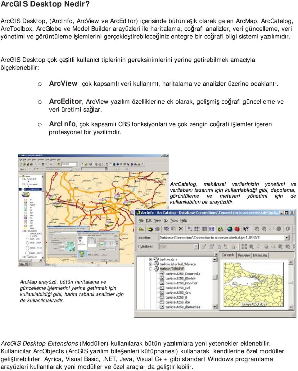 güncelleme, veri yönetimi ve görüntüleme işlemlerini gerçekleştirebileceğiniz entegre bir coğrafi bilgi sistemi yazılımıdır.