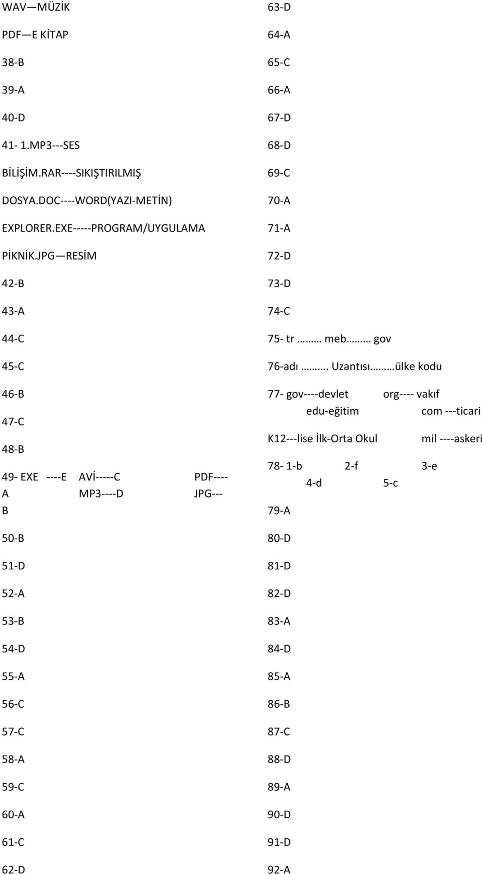 61-C 62-D 63-D 64-A 65-C 66-A 67-D 68-D 69-C 70-A 71-A 72-D 73-D 74-C 75- tr meb gov 76-adı.