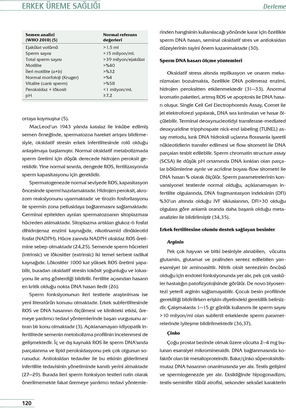 MacLeod un 1943 yılında katalaz ile inkübe edilmiş semen örneğinde, spermatozoa hareket artışını bildirmesiyle, oksidatif stresin erkek infertilitesinde rolü olduğu anlaşılmaya başlamıştır.