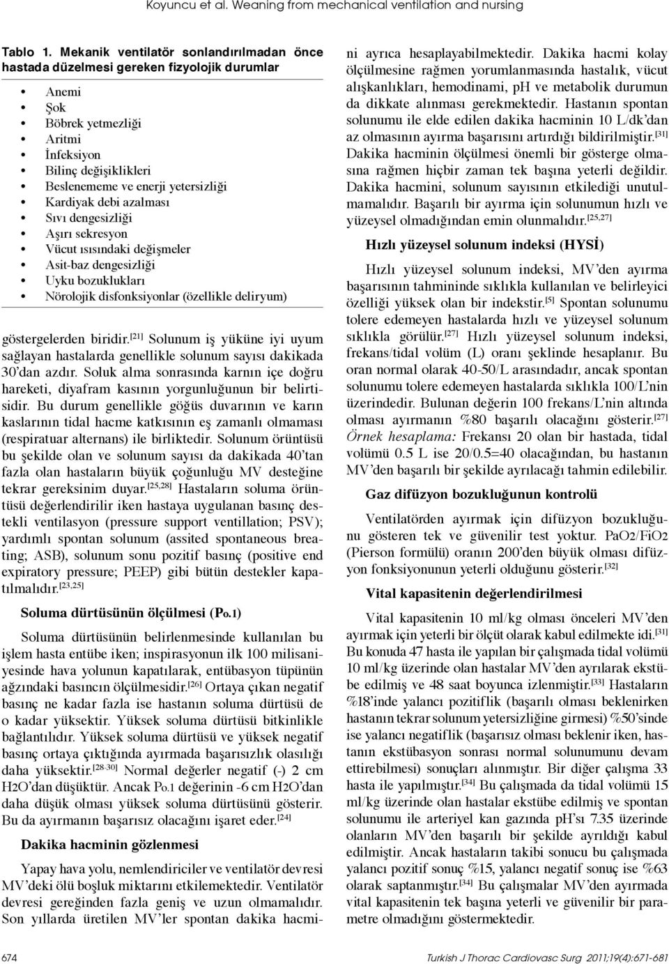 debi azalması Sıvı dengesizliği Aşırı sekresyon Vücut ısısındaki değişmeler Asit-baz dengesizliği Uyku bozuklukları Nörolojik disfonksiyonlar (özellikle deliryum) göstergelerden biridir.