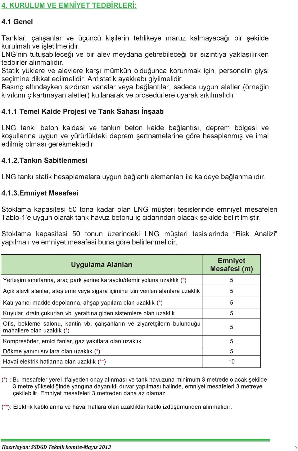 Statik yüklere ve alevlere karşı mümkün olduğunca korunmak için, personelin giysi seçimine 1. GİRİŞ dikkat edilmelidir. Antistatik ayakkabı giyilmelidir.