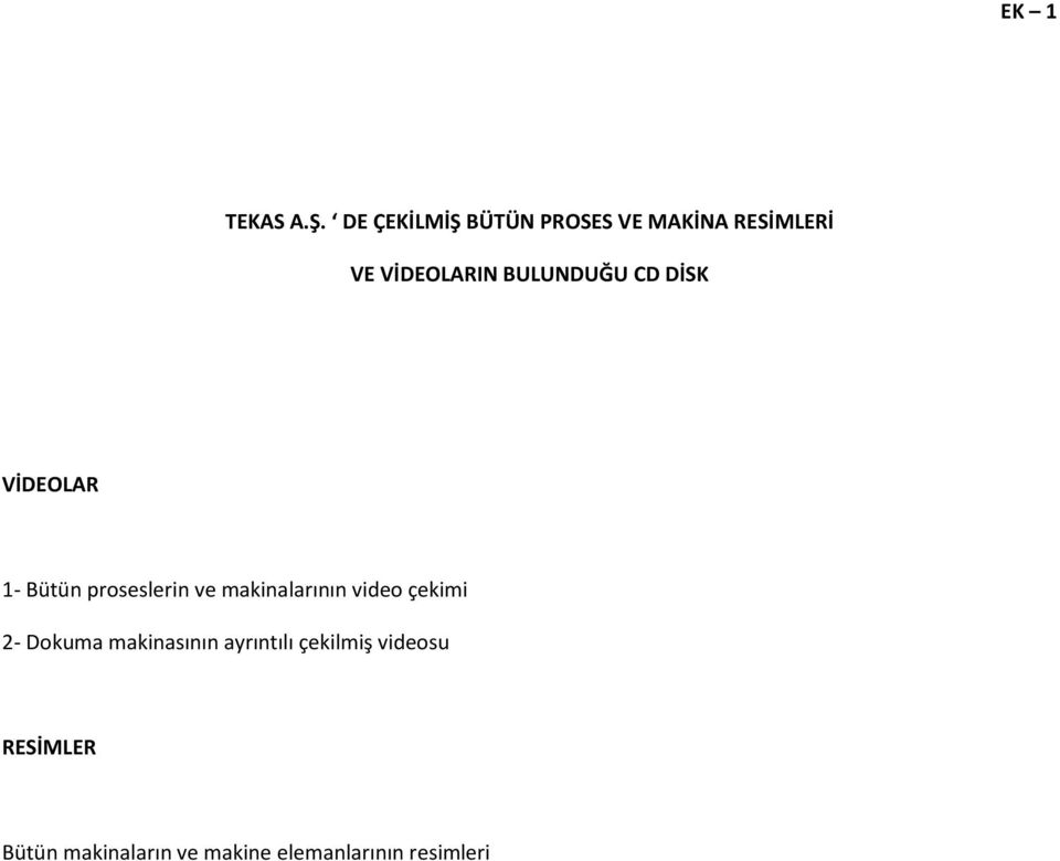 BULUNDUĞU CD DİSK VİDEOLAR 1- Bütün proseslerin ve makinalarının