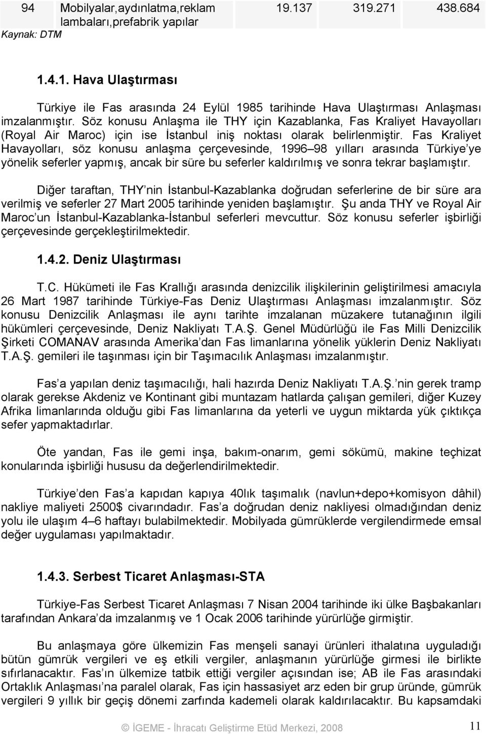 Fas Kraliyet Havayolları, söz konusu anlaşma çerçevesinde, 1996 98 yılları arasında Türkiye ye yönelik seferler yapmış, ancak bir süre bu seferler kaldırılmış ve sonra tekrar başlamıştır.