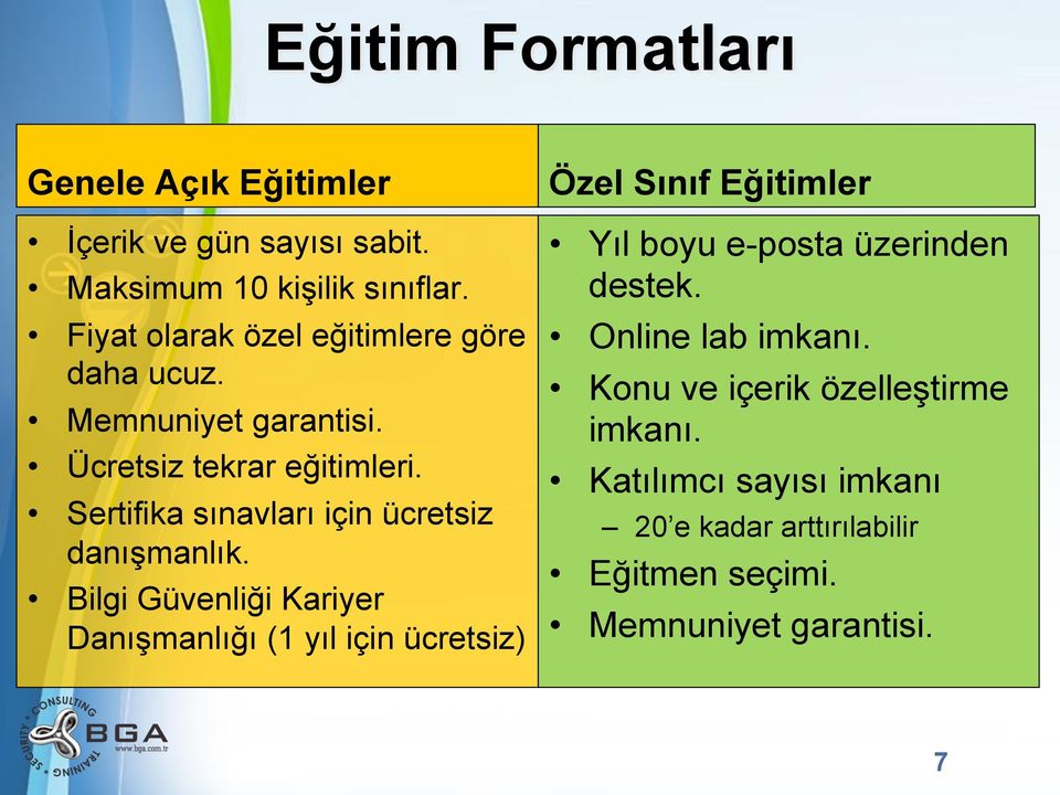 Sertifika sınavları için ücretsiz danışmanlık.