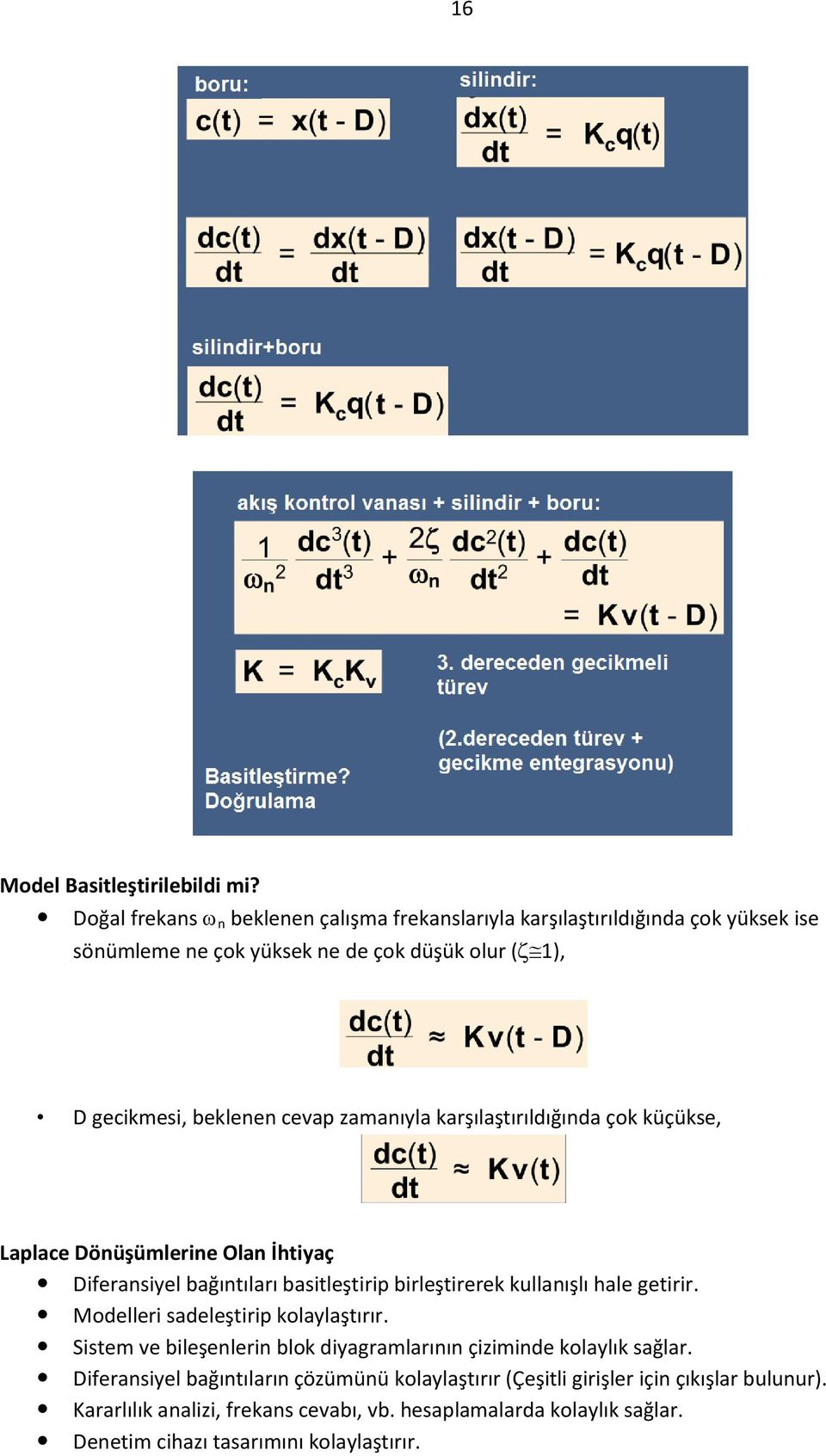 zamanıyla karşılaştırıldığında çok küçükse, Laplace Dönüşümlerine Olan İhtiyaç Diferansiyel bağıntıları basitleştirip birleştirerek kullanışlı hale getirir.