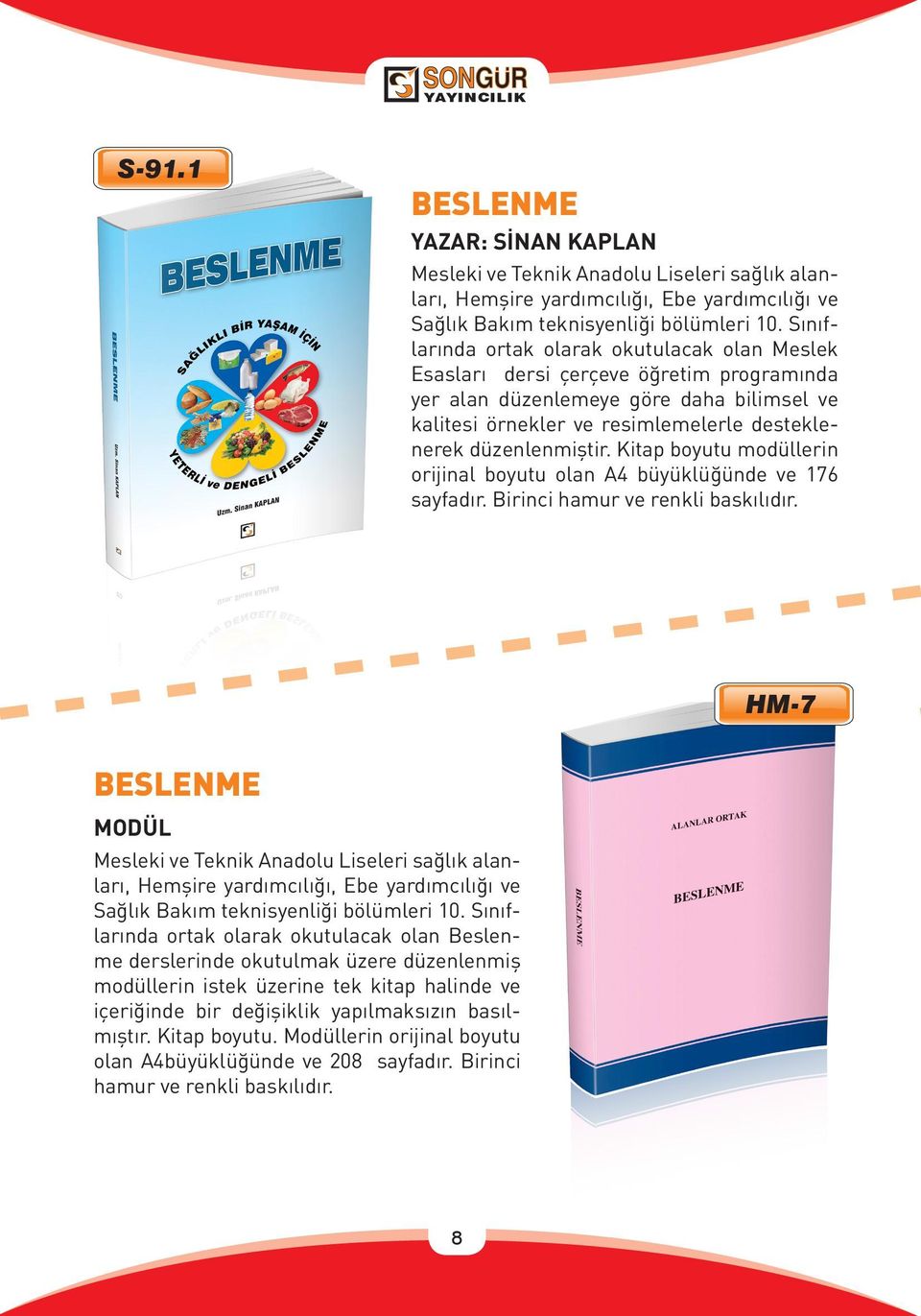 Kitap boyutu modüllerin orijinal boyutu olan A4 büyüklüğünde ve 176 sayfadır. Birinci hamur ve renkli baskılıdır.