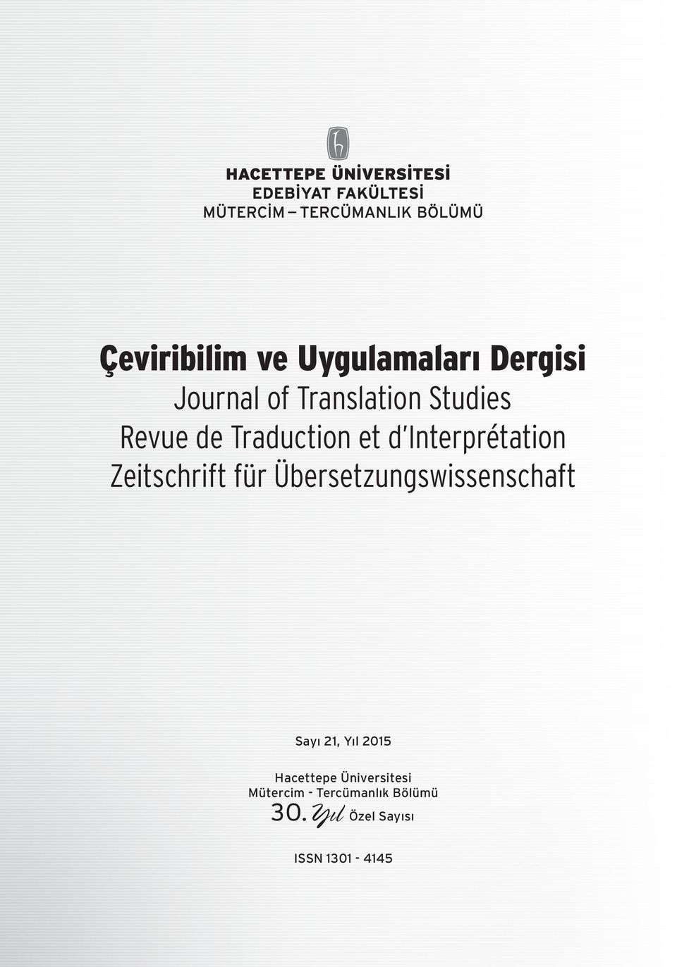 Übersetzungswissenschaft Sayı 21, Yıl 2015 Hacettepe