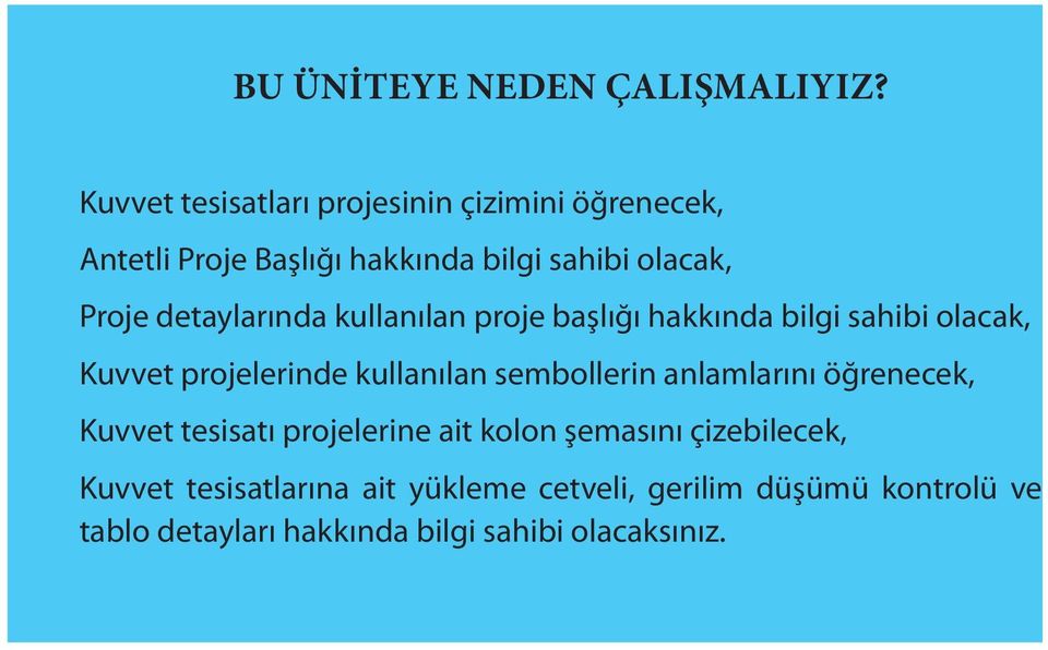 detaylarında kullanılan proje başlığı hakkında bilgi sahibi olacak, Kuvvet projelerinde kullanılan sembollerin