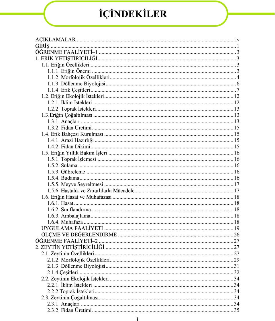 .. 15 1.4. Erik Bahçesi Kurulması... 15 1.4.1. Arazi Hazırlığı... 15 1.4.2. Fidan Dikimi... 15 1.5. Eriğin Yıllık Bakım İşleri... 16 1.5.1. Toprak İşlemesi... 16 1.5.2. Sulama... 16 1.5.3. Gübreleme.