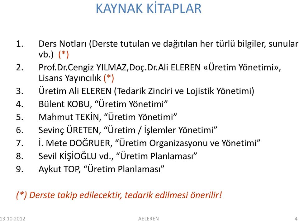 Bülent KOBU, Üretim Yönetimi 5. Mahmut TEKİN, Üretim Yönetimi 6. Sevinç ÜRETEN, Üretim / İş