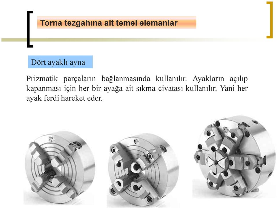 Ayakların açılıp kapanması için her bir ayağa ait