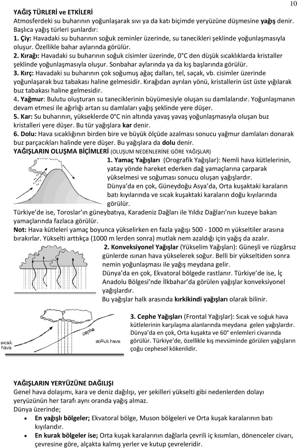 Kırağı: Havadaki su buharının soğuk cisimler üzerinde, 0 C den düşük sıcaklıklarda kristaller şeklinde yoğunlaşmasıyla oluşur. Sonbahar aylarında ya da kış başlarında görülür. 3.