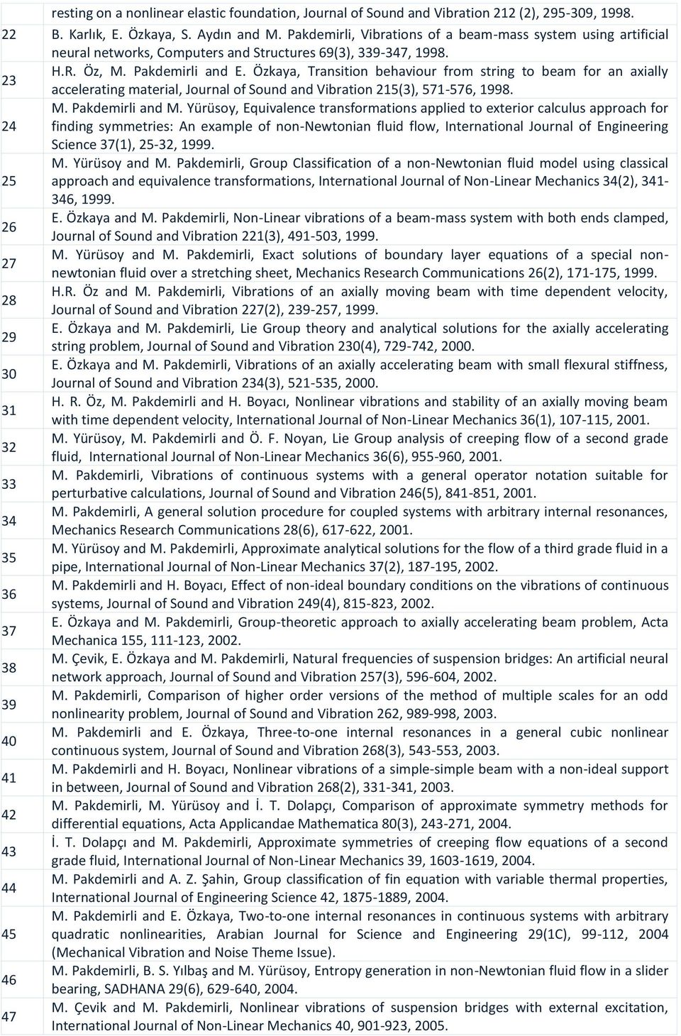 Özkaya, Transition behaviour from string to beam for an axially accelerating material, Journal of Sound and Vibration 215(3), 571-576, 1998. M. Pakdemirli and M.