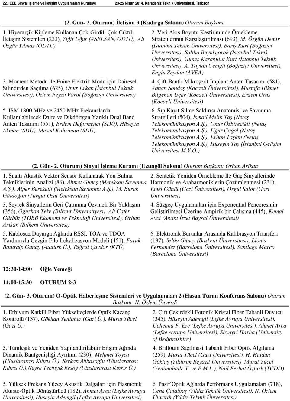 ISM 1800 MHz ve 2450 MHz Frekanslarda Kullanılabilecek Daire ve Dikdörtgen Yarıklı Dual Band Anten Tasarımı (551), Erdem Değirmenci (SDÜ), Hüseyin Akman (SDÜ), Mesud Kahriman (SDÜ) 2.